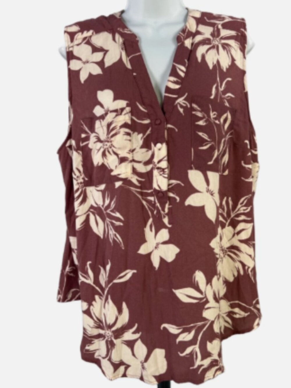 Torrid Women's Purple Floral Pocket Front Sleeveless Tank Top - Plus 1